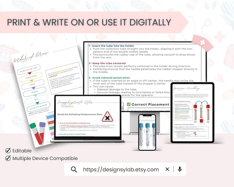 Phlebotomy Study Reference Guide | Order of Draw Chart, Tube Colors ...
