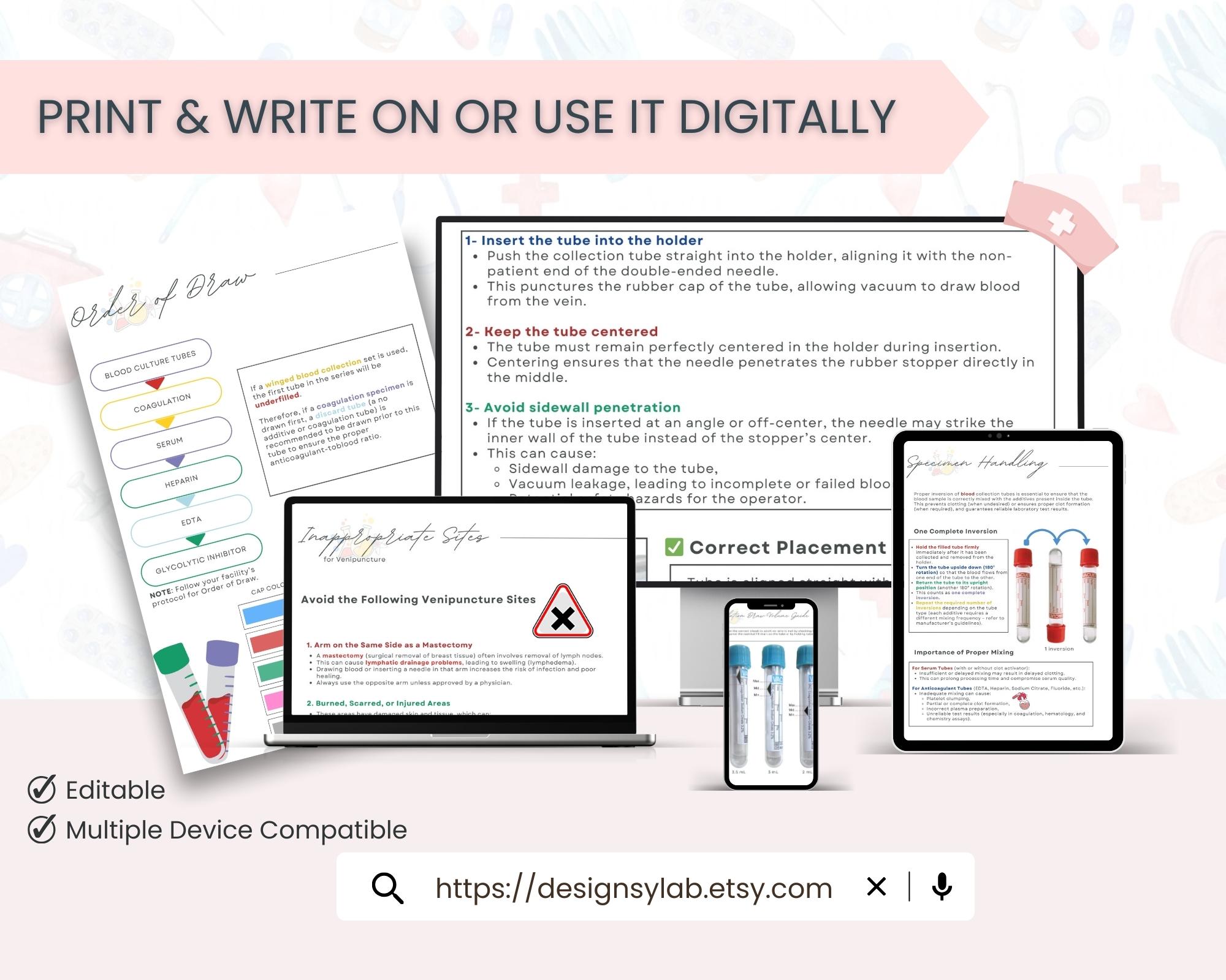 Phlebotomy Study Reference Guide | Order of Draw Chart, Tube Colors ...