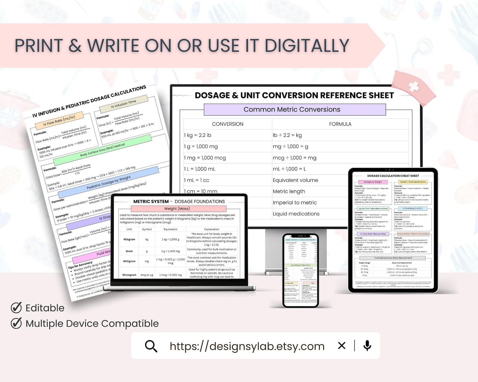 Nursing Dosage Calculations Cheat Sheet | Medication Math Guide ...