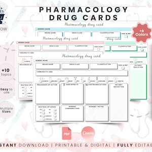 Printable Pharmacology Drug Card Template PDF, Nursing School Notes, Pharmacy Tech Study Guide