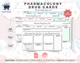 Printable Pharmacology Drug Card Template PDF, Nursing School Notes, Pharmacy Tech Study Guide