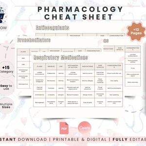 Pharmacology Study Notes Template | Med Surg Medication Organizer | Nursing School Notes | Drug Class Study Sheet