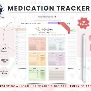Medication Tracker Printable PDF, Medical Planner with Health Log, Weekly Medication Log, Supplement Tracker, Healthcare Planner