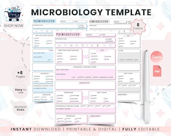 Microbiology Study Template | Student Note Organizer | Lab Science Study Guide | Nursing School Notes | Medical Student Planner | Digital