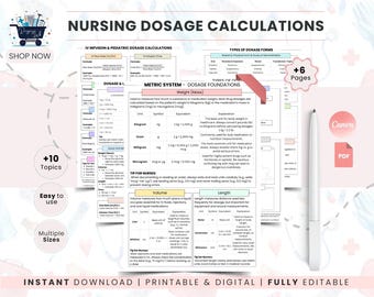 Spiekbriefje voor het berekenen van doseringen voor verpleegkundigen | Handleiding voor medicijnberekening | Studienotities voor de verpleegopleiding | Afdrukbare PDF voor medicijnberekening