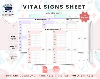 Vital Signs Sheet Printable | CNA Must Have Nurse Report Sheet | Patient Organization Log | Caregiver Symptom Tracker | Study Template
