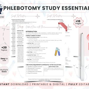 Phlebotomy Study Guide | Order of Draw Cheat Sheet, Exam Prep Practice Questions, Student Essentials for Clinical Rotation & Certification