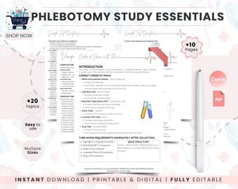 Phlebotomy Study Guide | Order of Draw Cheat Sheet, Exam Prep Practice Questions, Student Essentials for Clinical Rotation & Certification