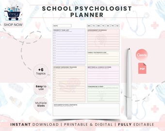 School Psychologist Planner Template, Student Tracker, Case Management Organizer, Progress Notes, Academic Planner A4, Instant Download