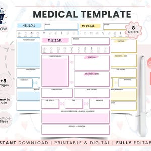 Editable Medical Template for Healthcare Students | Medical Surgical Template | Nursing School Printable PDF