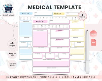 Editable Medical Template for Healthcare Students | Medical Surgical Template | Nursing School Printable PDF