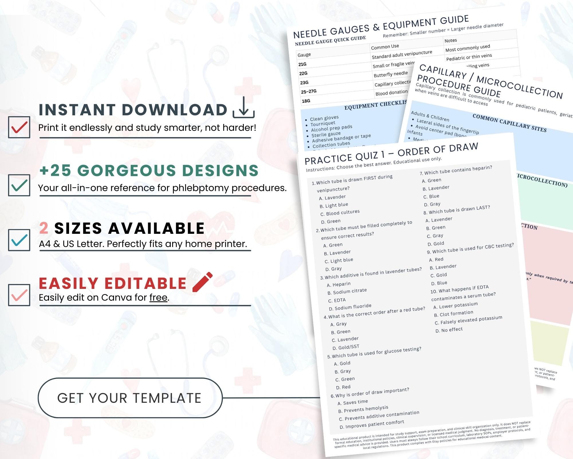 Phlebotomy Student Guide | Order of Draw Cheat Sheet | Phlebotomy ...