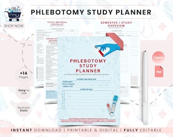 Phlebotomy Study Planner PDF | Order of Draw Cheat Sheet | Phlebotomy Student Organizer | Medical Lab Tech Tracker | Blood Draw Log