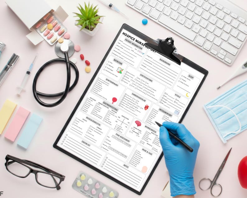 Hospice Nurse Report Sheet | Head to Toe Assessment Organizer | Nursing ...