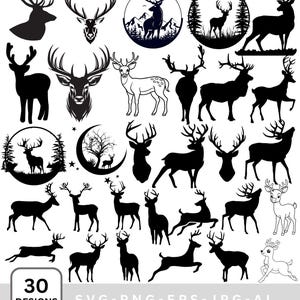 Deer SVG Bundle,Deer PNG Bundle, Deer Clipart,Deer head vector Svg Png File, Deer Mountain Svg, Commercial use / Instant Download