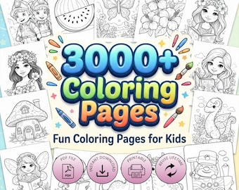Kids Coloring Book, Cute Coloring Pages, Preschool Activity Book, Toddler Coloring Book, Kids Activities Pages (Printable PDF)
