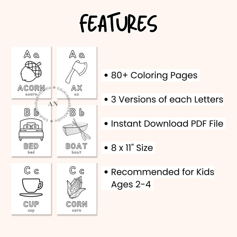 ABC Coloring Book Pages, Alphabet Coloring PDF, Preschool Coloring ...