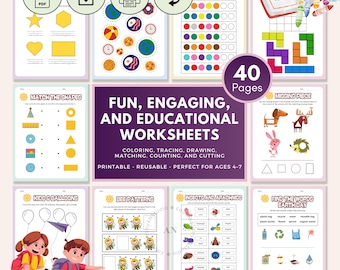 Early Finishers Activity Book, Preschool & Kindergarten Worksheets, Homeschool Learning Activities, Instant Download | Printable PDF