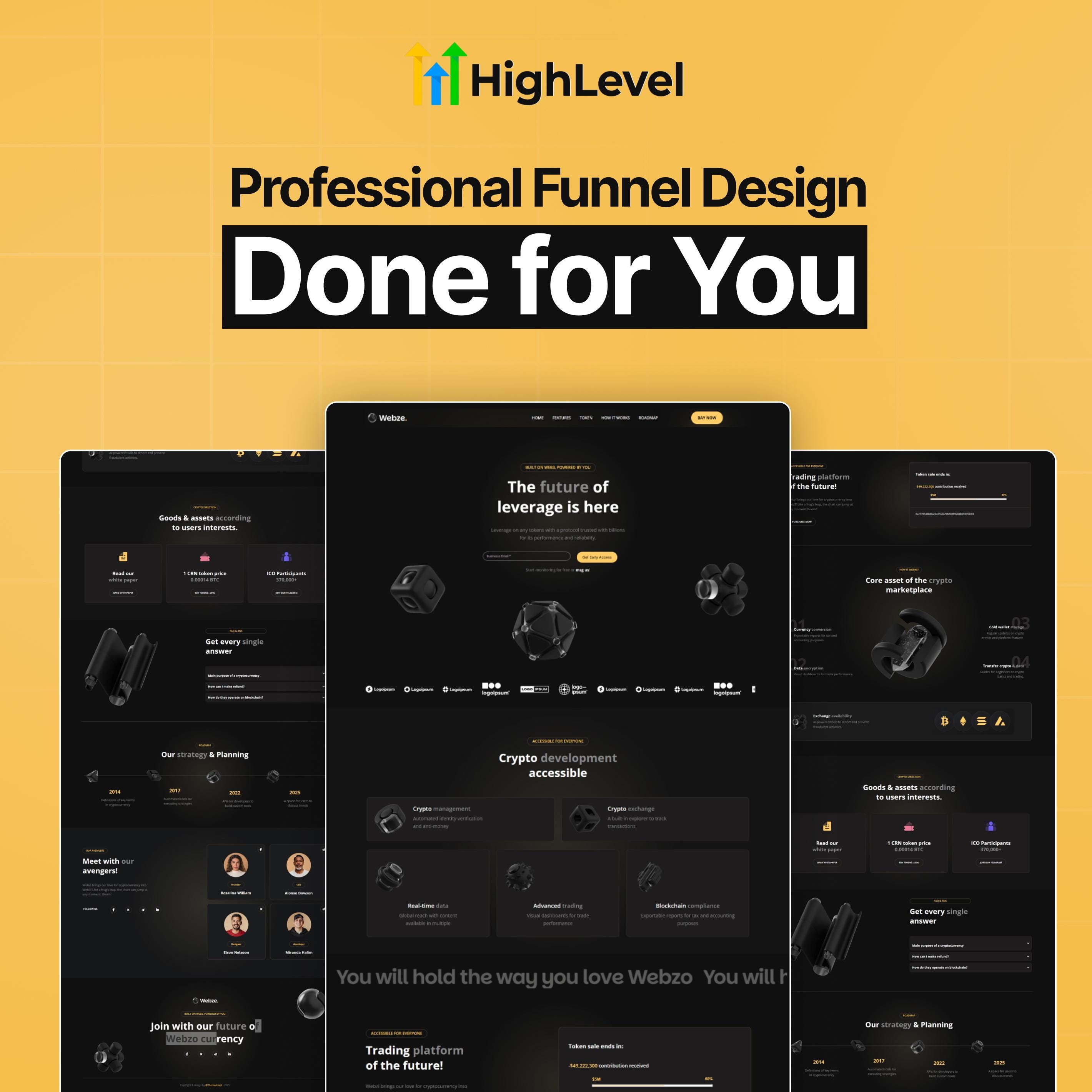 GoHighLevel Crypto Funnel Template, GHL Blockchain Lead Generation Funnel,  HighLevel Landing Page for Crypto Businesses