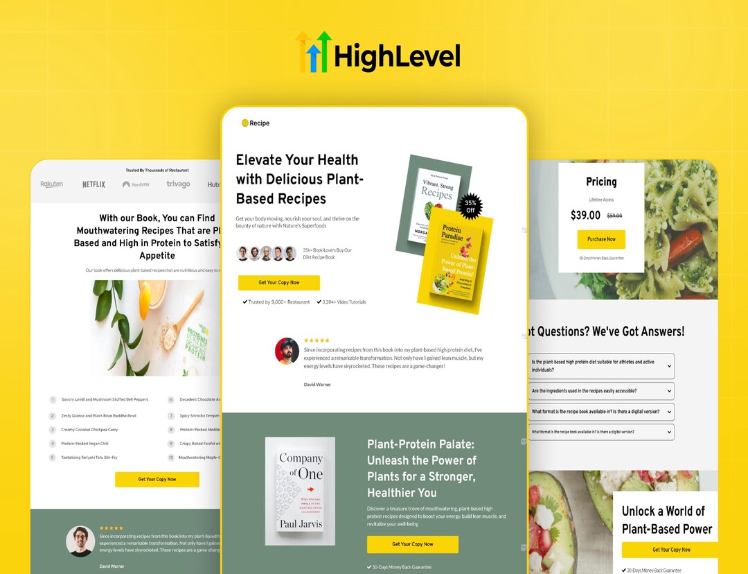 Gohighlevel Recipe Funnel Template, Meal Plan Lead Capture Etsy
