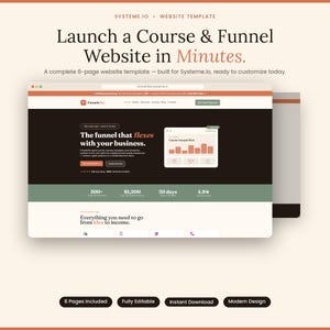 Plantilla de embudo de ventas de Systeme.io, página de destino, creador de cursos, negocio de coaching, embudo de generación de leads, descarga digital.