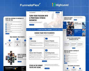 GoHighLevel Fitness Funnel Template – Gym & Personal Trainer Lead Generation Funnel, Workout Coaching Sales Funnel, Responsive Design