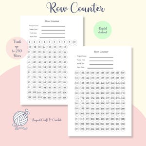 Crochet Row Counter Printable, Row Tracker Sheet, A4 & US Letter PDF.