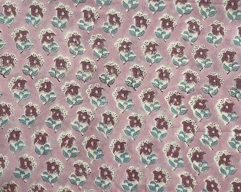 Hand Block Print Cotton Fabric, Floral Sewing Material By The Yard