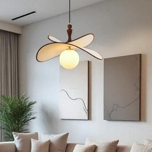 Wabi Sabi hanglamp handgemaakte stoffen plafondlamp 50 cm, moderne Japandi hanglamp voor slaapkamer of eetkamer, neutraal interieur