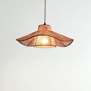 Wabi Sabi hanglamp 50 cm Wabi Sabi rotan kroonluchter handgemaakte bamboe plafondlamp, warme of driekleurige optie voor eetkamer