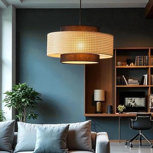 Wabi Sabi bamboe hanglamp 40/50 cm rotan kroonluchter handgemaakte Japandi plafondlamp voor eetkamer of woonkamer