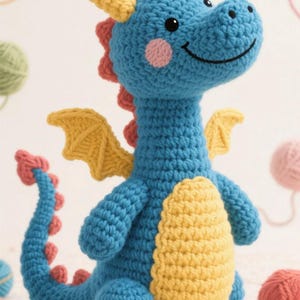 Handmade Crochet Dragon Plush: Soft Amigurumi Fantasy Toy