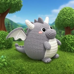 Crochet Dragon Plush: Handmade Cotton Amigurumi Toy