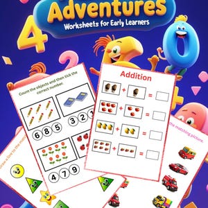 Kids math worksheets printable addition math sheets preschool counting grade 1 math instant download kindergarten matching math sheets.