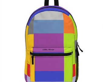 Mochila con bloques de color, elegante mochila para la escuela, viajes, accesorio de moda, mochila, idea de regalo