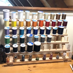 Wooden Thread Rack Set: 120 Spool Embroidery Organizer