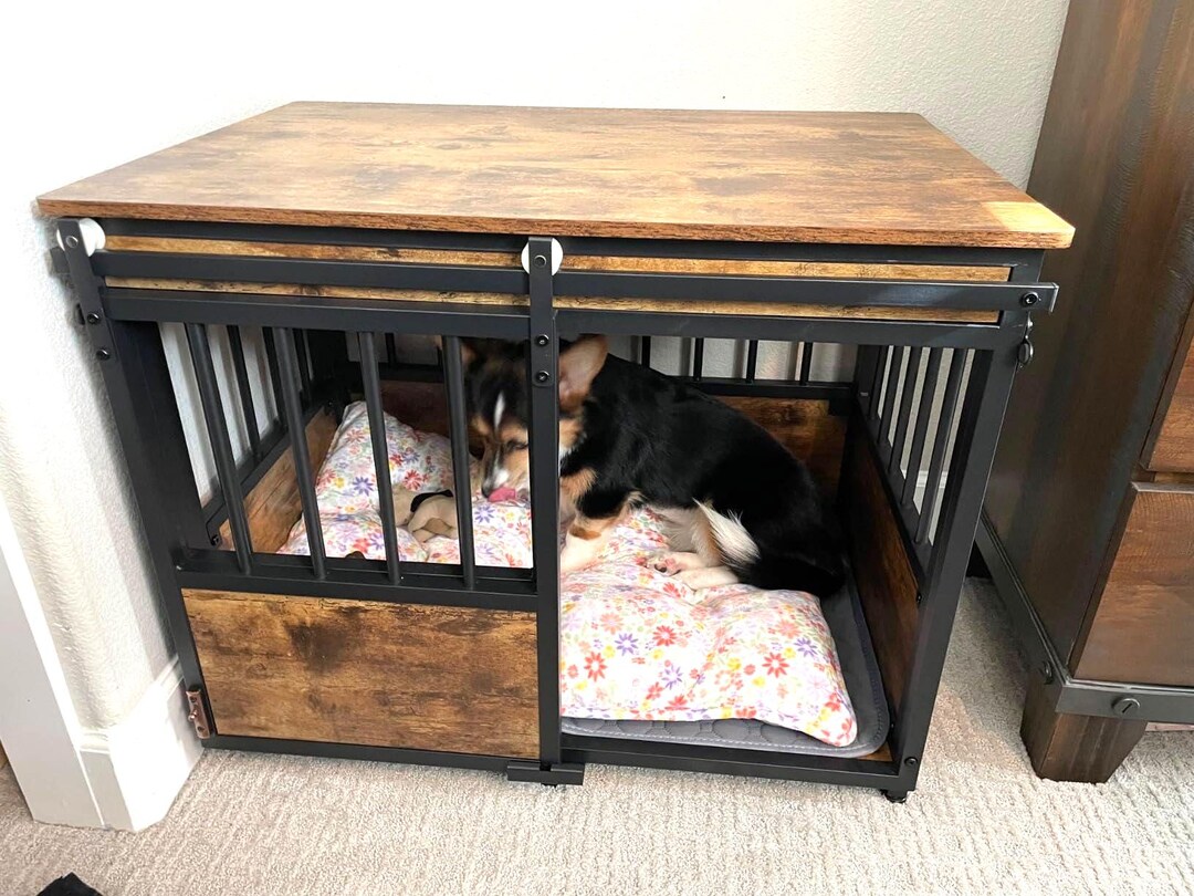 Rustic Dog Crate Ottoman Storage Reference: 32 Wooden Dog Crate Furniture Rustic End Table Kennel With