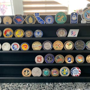 Solid Pine Wooden Challenge Coin Display Stand: Military Coin Holder