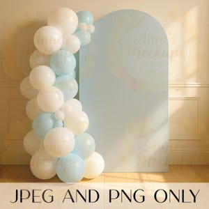 Balloon Arch Baby Blue Blank for Mockup Pictures - Boy Party Birthday Backdrop - Mock up for Baby Shower Party - JPEG & PNG Files Only