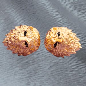 18k Gold Lion Head Cufflinks: Sterling Silver Animal Design