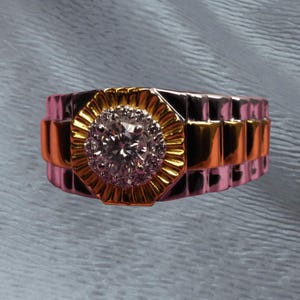 Moissanite Men&#39;s Wedding Ring Set: 18K Rose Gold Engagement Band