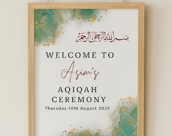 Custom Aqiqah Ceremony Welcome Sign Boys & Girls | Printable Islamic Event Decor