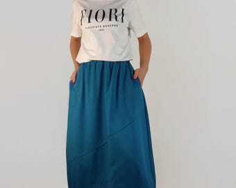 Asymmetric skirt /with pockets /with pockets /sporty /everyday /casual /maxi
