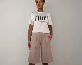 Elegant women's shorts with pockets, wild-leg,shorts damen,bermuda shorts