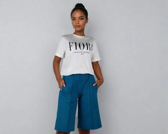 Elegant women's shorts with pockets, wild-leg,shorts damen,bermuda shorts