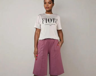 Elegant women's shorts with pockets, wild-leg,shorts damen,bermuda shorts