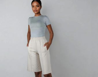 Elegant women's shorts with pockets, wild-leg,shorts damen,bermuda shorts