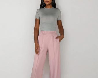 Sweatpants, Wide Leg, High Waist Lounge Pants, Wide, Casual Wear, Women's Loungewear, With Pockets