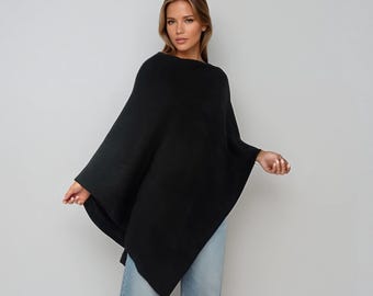 Damesponcho, damescape, oversized cape, zomercover-up, grijze poncho, damestrui, boho poncho, one size, gebreide poncho