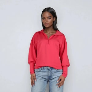 Women&#39;s sweatshirt, black zipper sweatshirt, stand-up collar sweatshirt, long-sleeved sweatshirt,sports sweatshirt,zip-up sweatshir